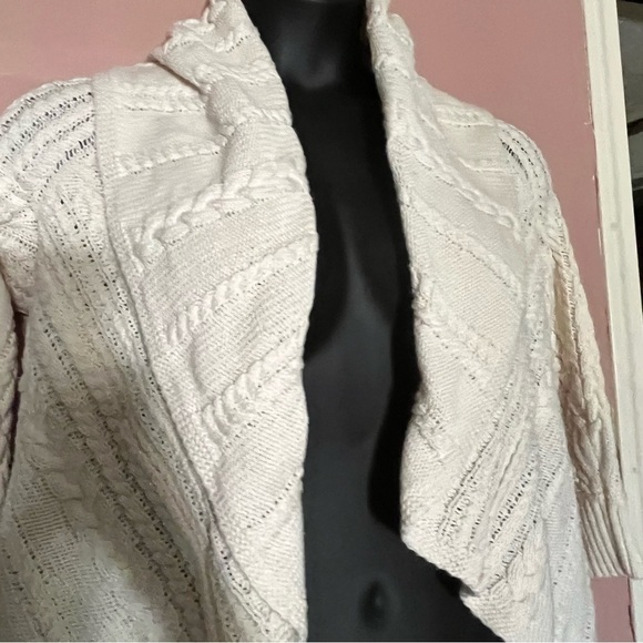 Ralph Lauren women’s cream cardigan open knit waterfall sailor collar sweater XL - Picture 5 of 14